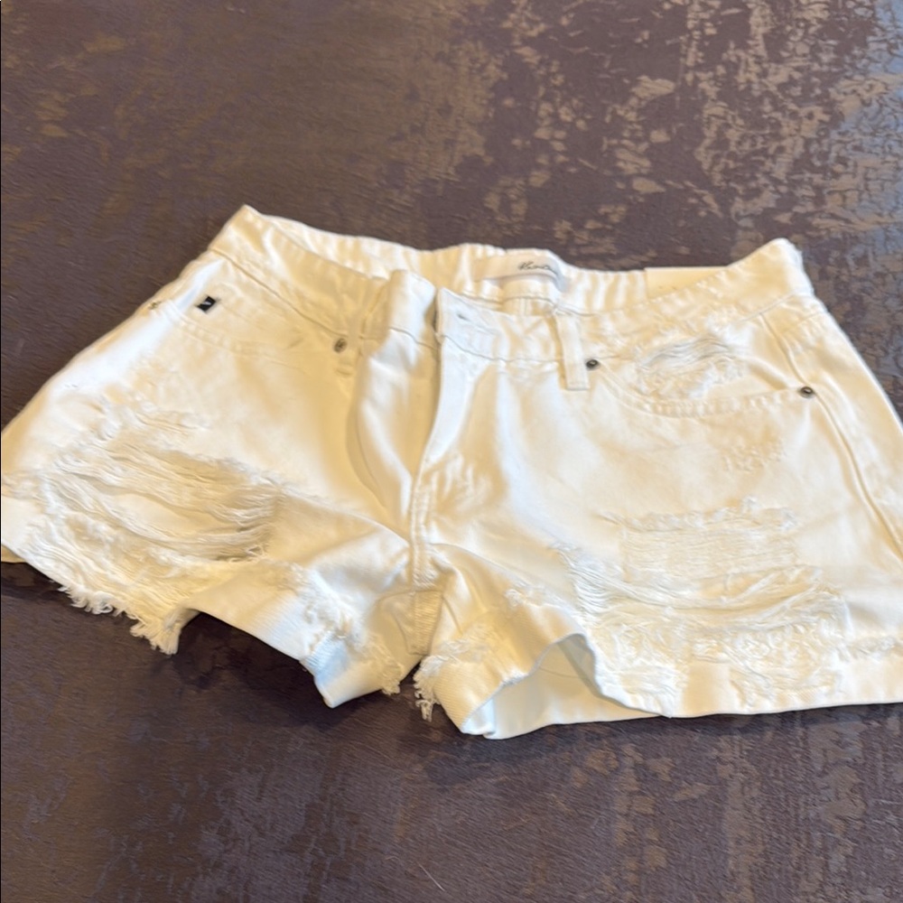 Women's White Distressed Shorts